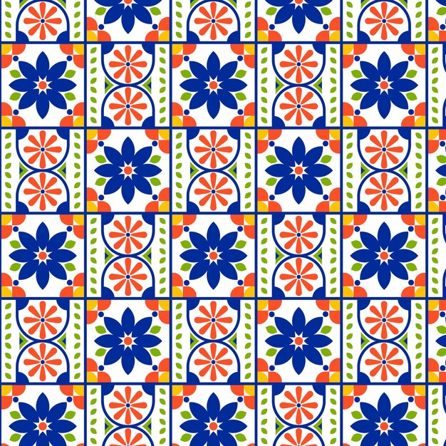 Patrón de talavera mexicana de diseño plano