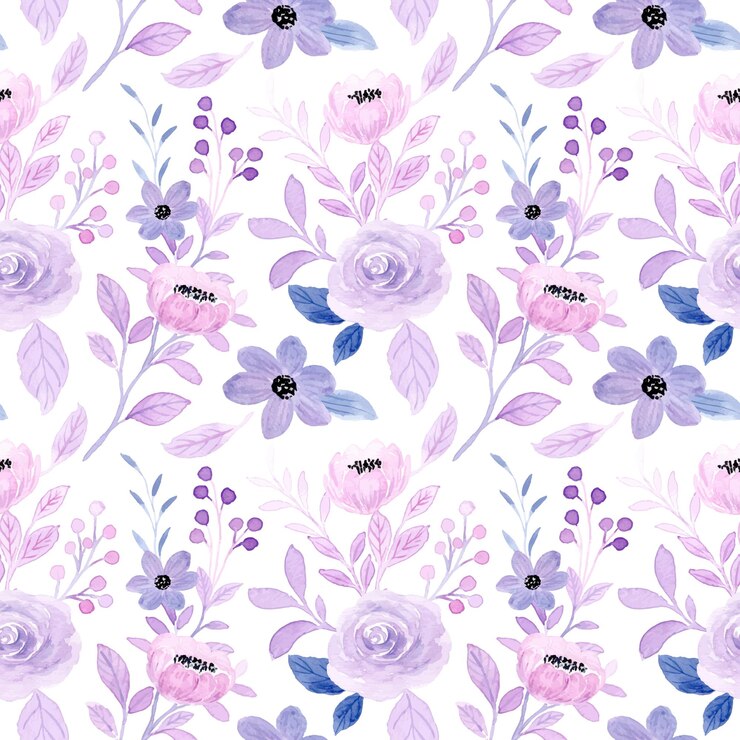 Vector gratuito patrón transparente acuarela floral púrpura suave