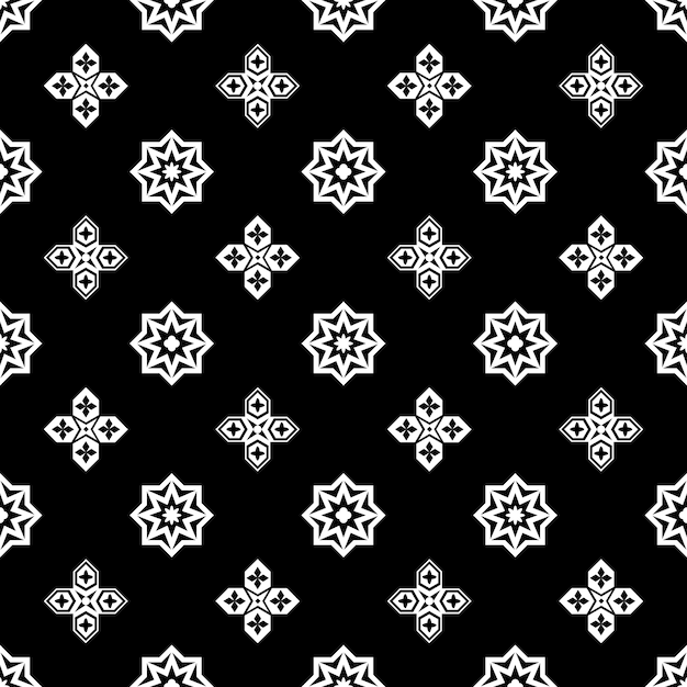 Vector gratuito patrón transparente blanco y negro islámico ornamental