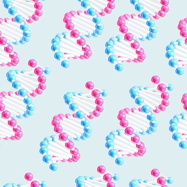 Patrón transparente de ciencia coloreada con ADN rosa y azul