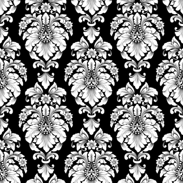 Patrón transparente de vector damasco. adorno de damasco antiguo de lujo clásico, textura perfecta victoriana real para fondos de pantalla, textiles, envoltura. exquisita plantilla barroca floral.