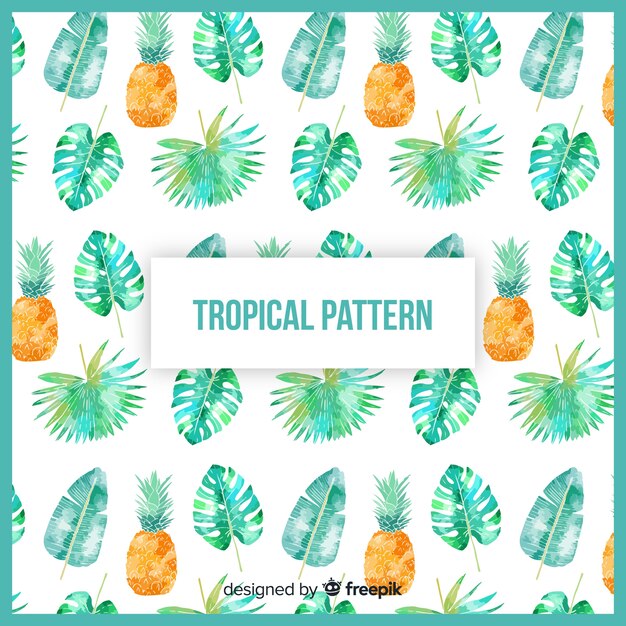 Patrón tropical colorido en acuarela
