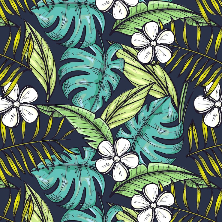 Vector gratuito patron tropical de verano dibujado a mano