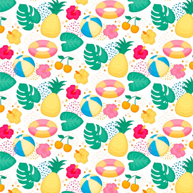 Patron tropical de verano dibujado a mano