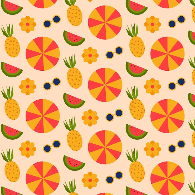 Vector gratuito patrón tropical de verano plano
