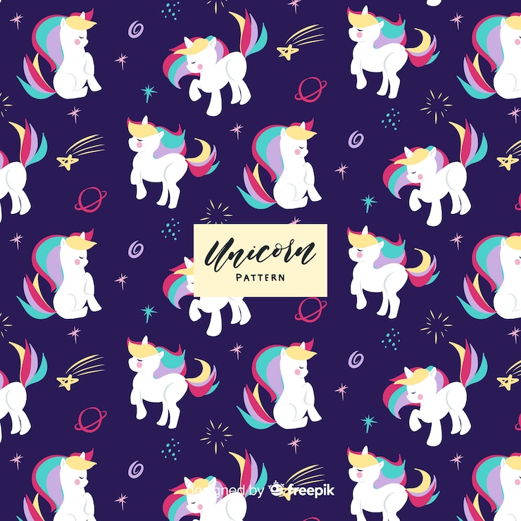 Vector gratuito patrón unicornios dibujado a mano