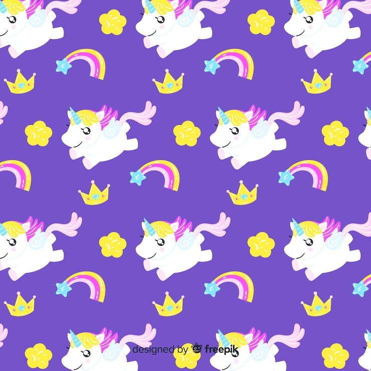 Vector gratuito patrón unicornios dibujado a mano