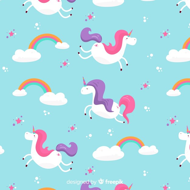 Patrón unicornios dibujado a mano