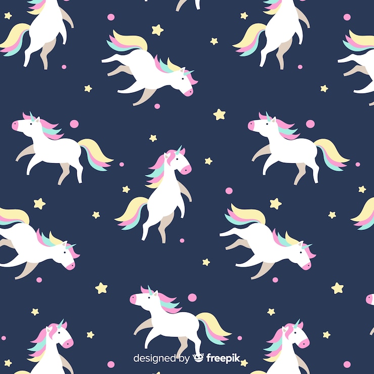 Vector gratuito patrón unicornios dibujado a mano