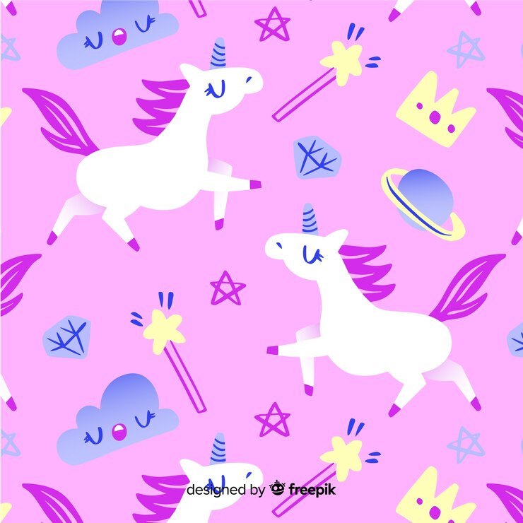 Vector gratuito patrón unicornios dibujado a mano