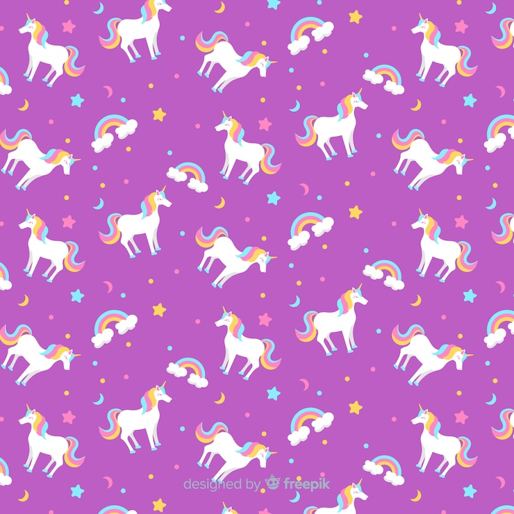 Vector gratuito patrón unicornios dibujado a mano