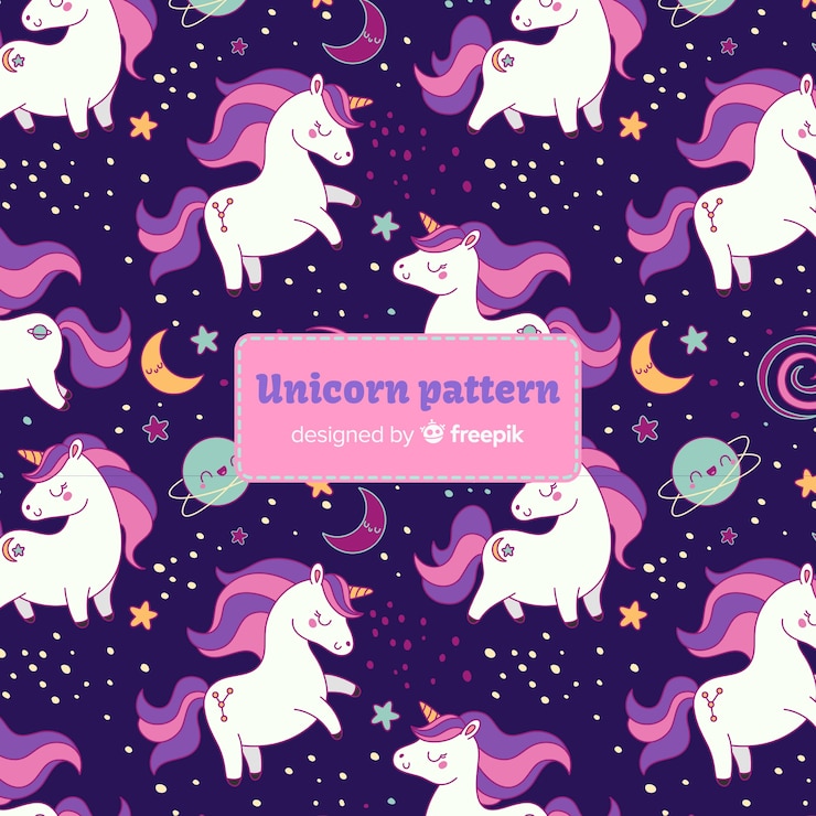 Vector gratuito patrón unicornios dibujado a mano