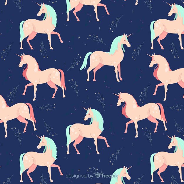 Patrón unicornios plano
