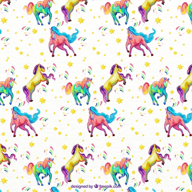 Vector gratuito patrón de unicornios a todo color