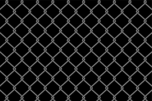 Patrón de valla de alambre metálico sobre fondo negro