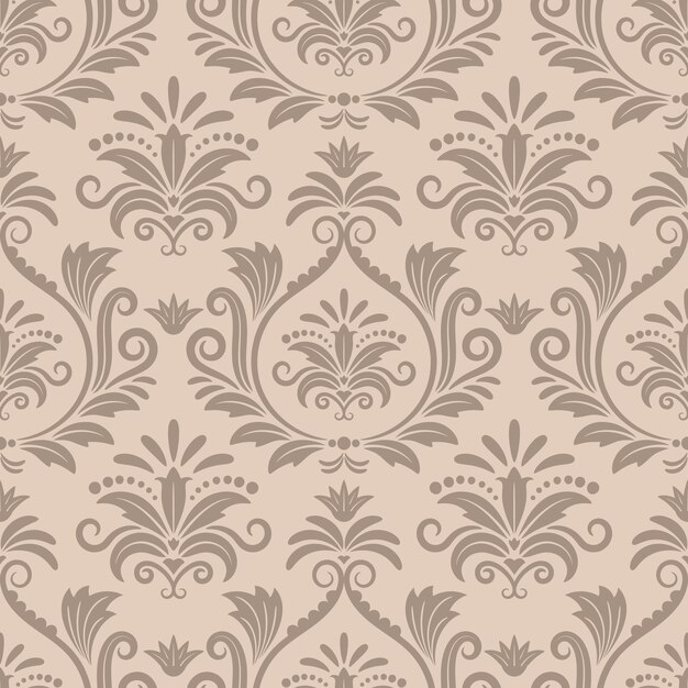 Patrón de vector transparente barroco. Diseño ornamental textil retro, ilustración beige victoriana curva