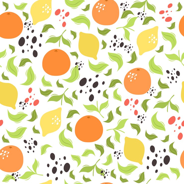 Vector gratuito patrón de vector transparente con limón y naranjas