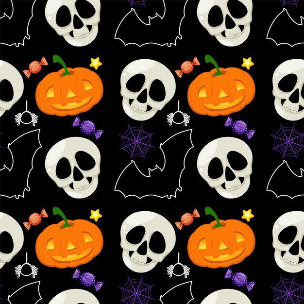 Patrón vectorial sin costuras con tema de Halloween