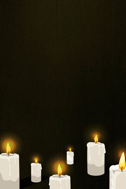 Patrón de velas encendidas en vector de plantilla de fondo negro de Halloween