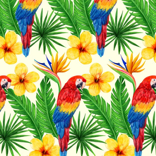 Patrón de verano acuarela pintado a mano