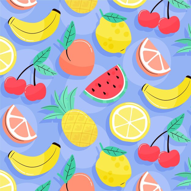 Patrón de verano con frutas