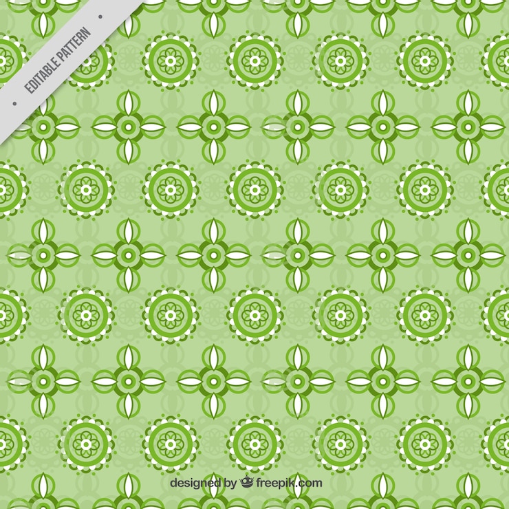 Vector gratuito patrón verde de flores geométricas 
