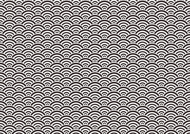 Patrón vintage japonés sin costuras monocromo repetible horizontal y verticalmente