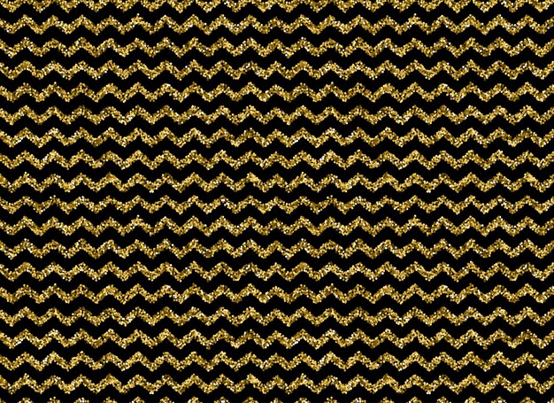 Patrón de zigzag de brillo dorado sobre fondo negro