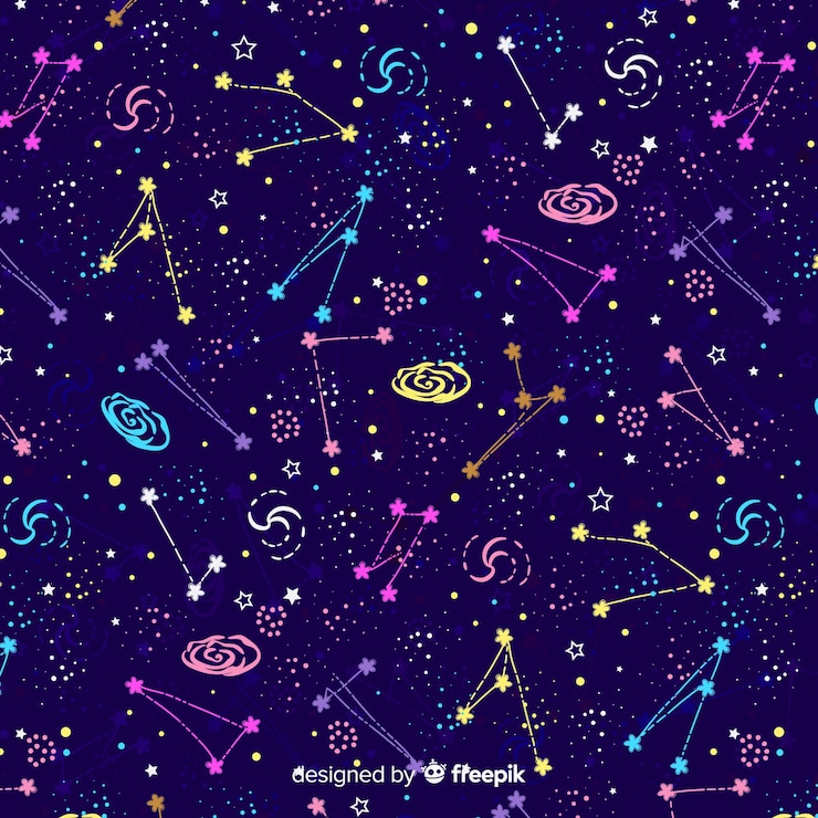 Vector gratuito patrón del zodiaco colorido dibujado a mano