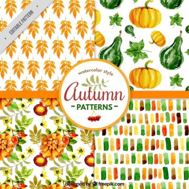 Patrones de acuarela para otoño