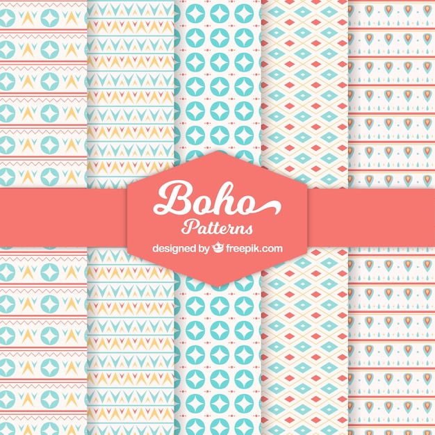 Patrones de boho decorativos con formas planas