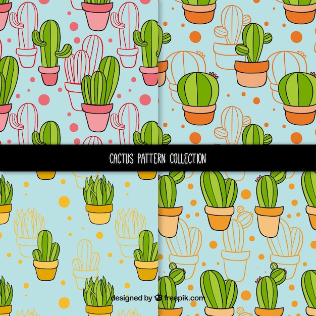 Vector gratuito patrones de cactus con estilo divertido