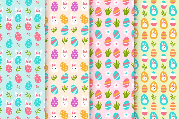Patrones de colores planos del día de pascua