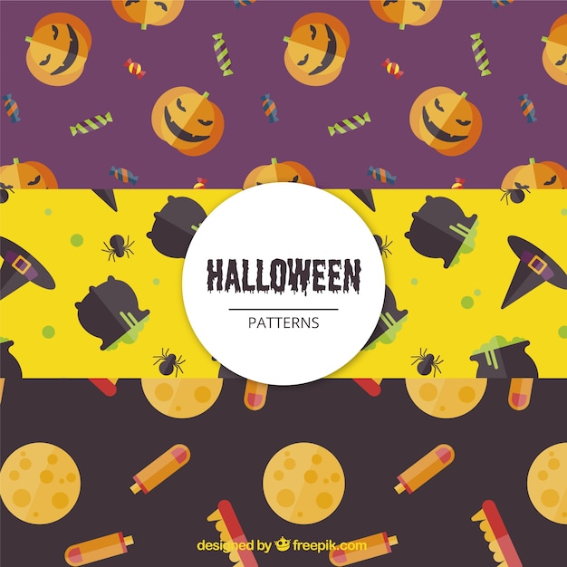 Vector gratuito patrones coloridos en estilo plano para halloween