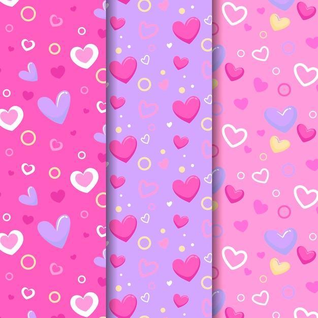 Patrones de corazón lindo diseño plano