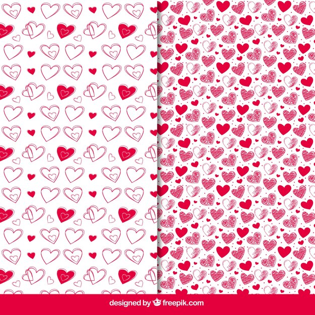 Patrones de corazones dibujados a mano 