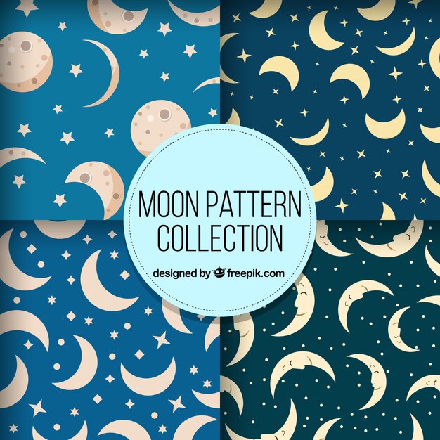 Patrones decorativo de diferentes lunas 