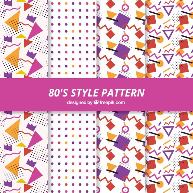 Patrones decorativos fantásticos en estilo años 80