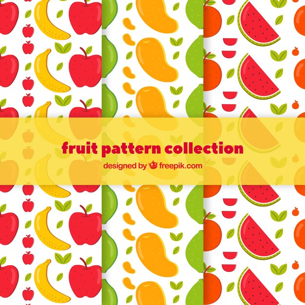 Patrones decorativos con frutas de colores