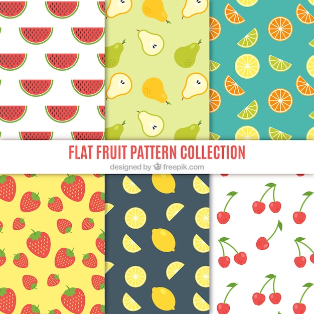 Vector gratuito patrones decorativos de frutas planas