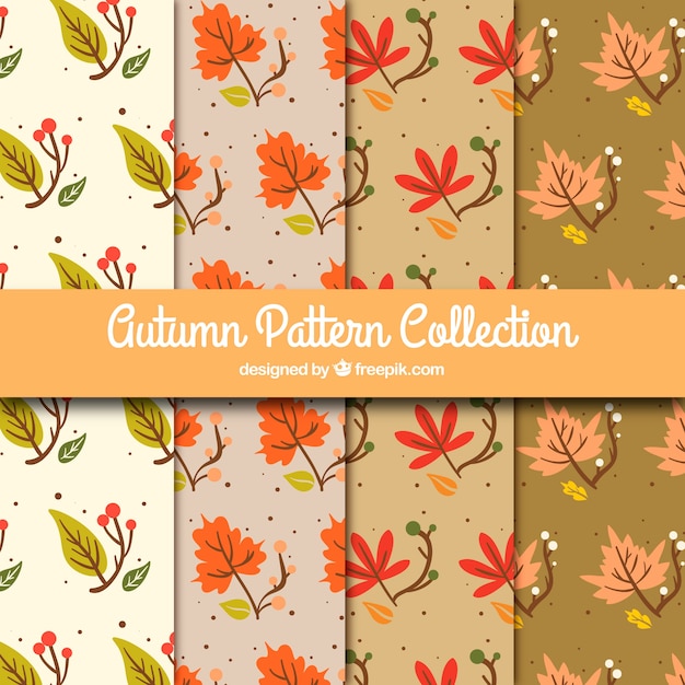 Vector gratuito patrones decorativos de hojas de otoño