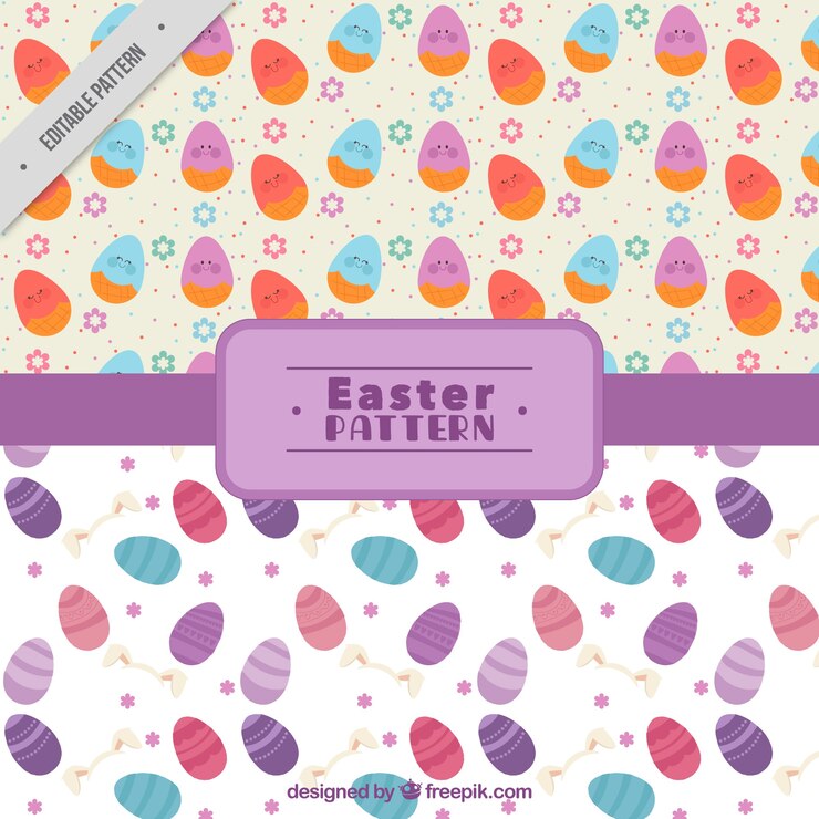 Vector gratuito patrones decorativos de huevos de pascua