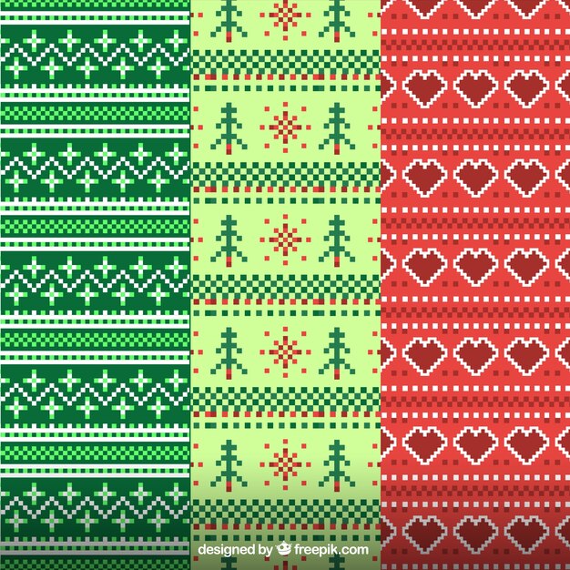 Patrones decorativos de navidad hechos de lana 