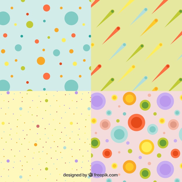 Patrones fantásticos de puntos decorativos con diferentes colores