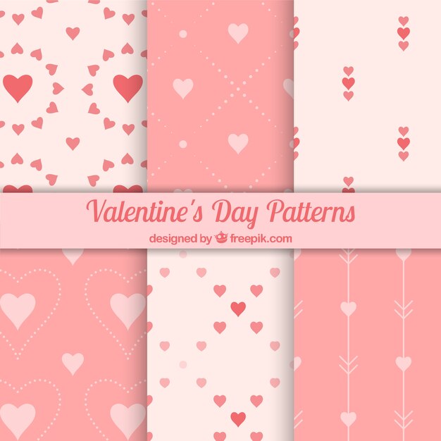 Patrones fantásticos en tonos rosas listos para el día de san valentín