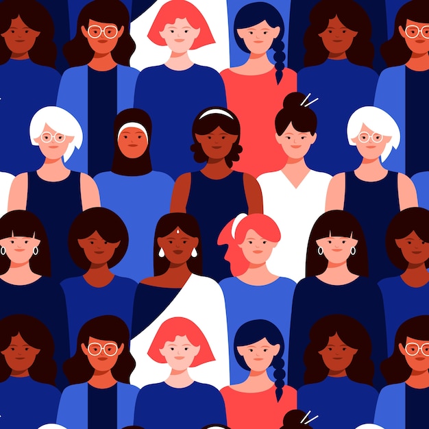 Patrones sin fisuras de caras de mujeres
