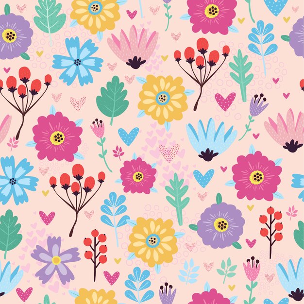 patrones sin fisuras con flores y bayas