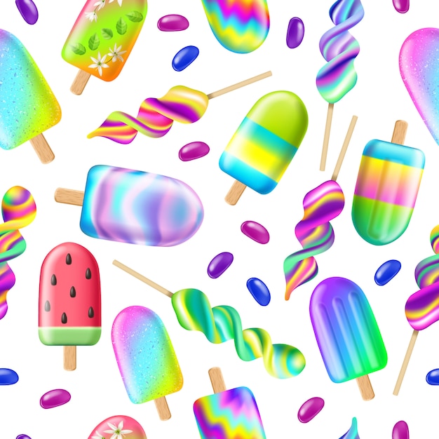 Patrones sin fisuras con helado. Concepto de verano