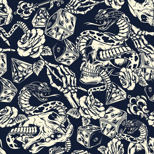 Patrones sin fisuras de tatuajes vintage