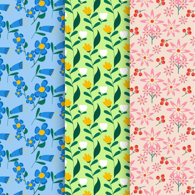 Patrones de flores de diseño plano orgánico